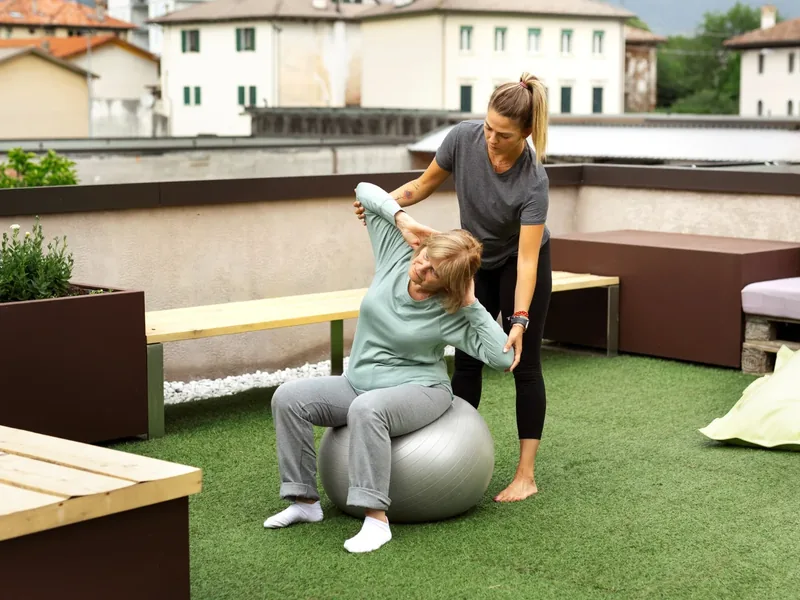 Balance and gait retraining with a physical therapist