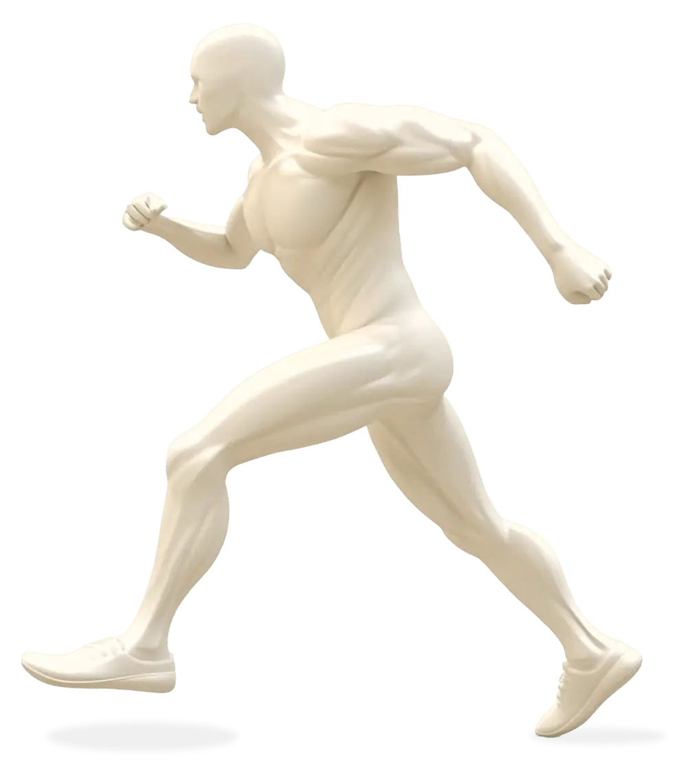 Front-facing body model highlighting seven common areas we treat