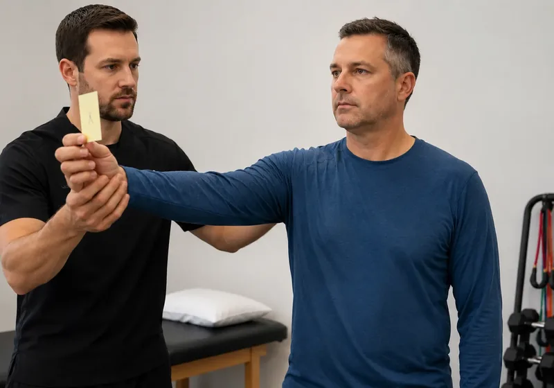 Therapist guiding a patient through a balance retraining exercise